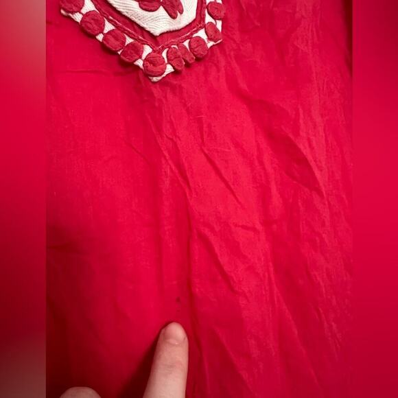 Tory Burch Long Sleeve Cotton Tunic in Carnival Red - Picture 4 of 7